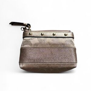 Coach Signature Canvas Zip Wristlet – Tan